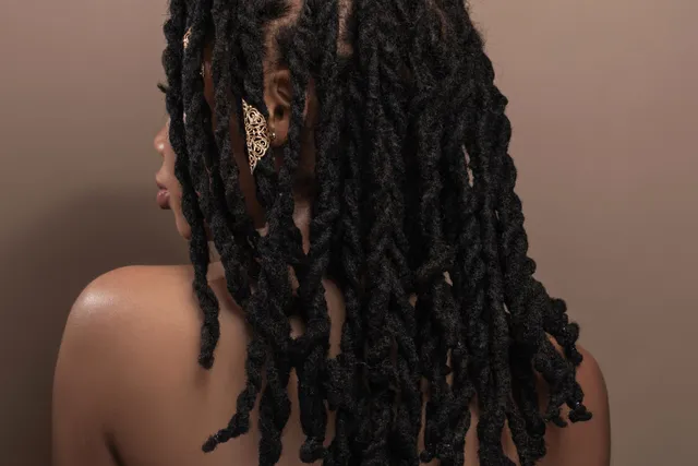 Back view of faux locs
